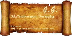 Günsberger Gergely névjegykártya